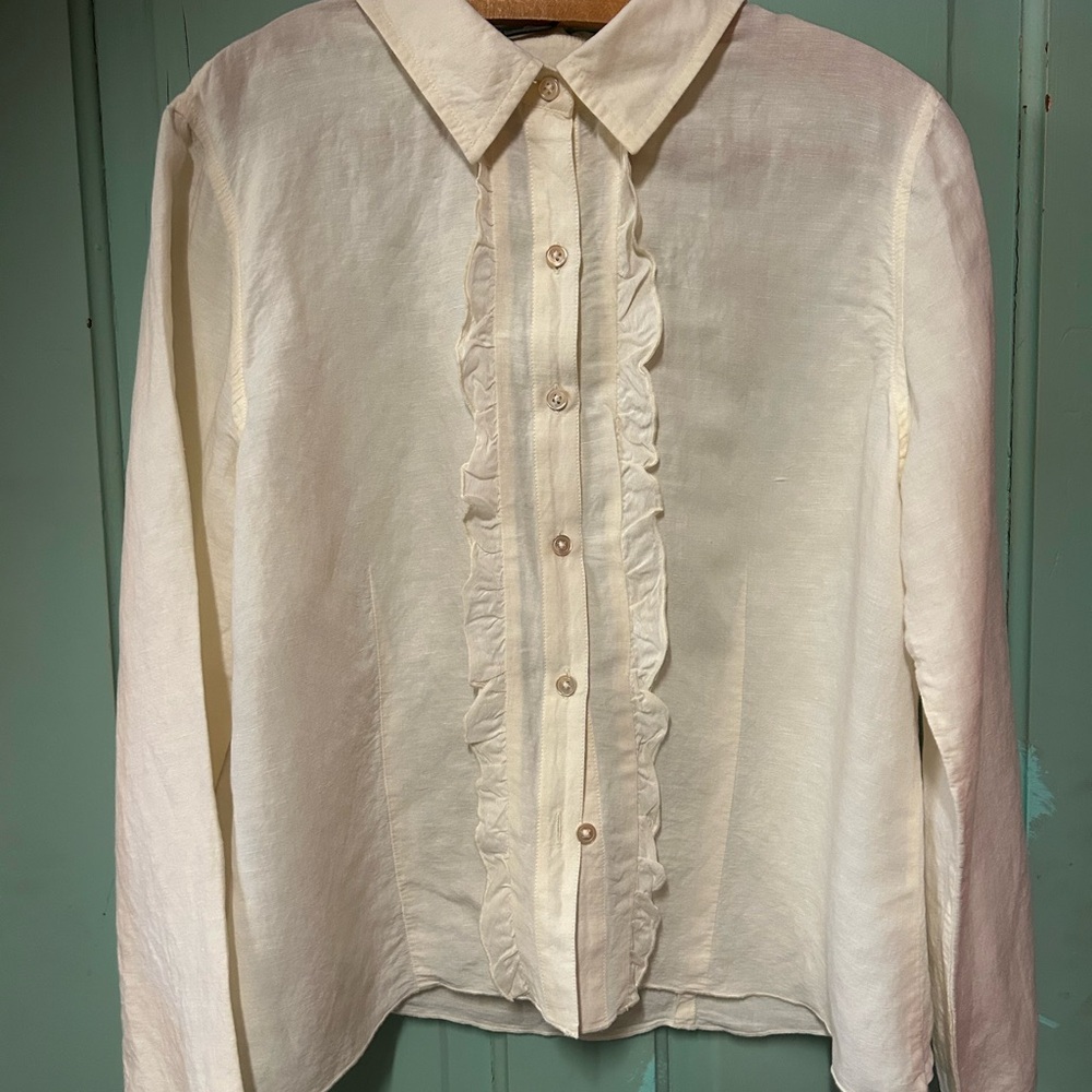 J. Jill Cream Ruffle Blouse
